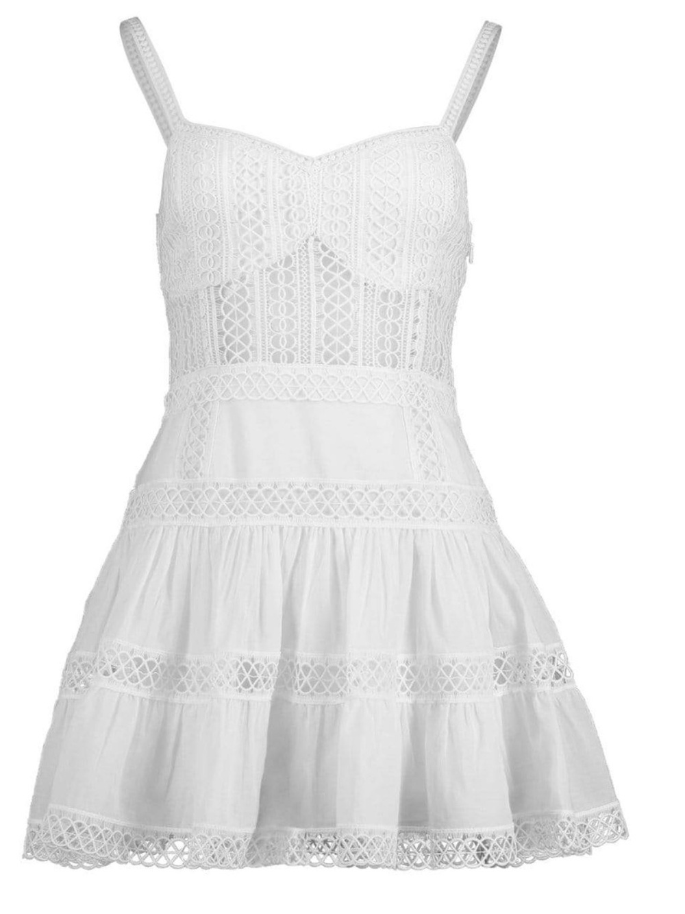 Charo Ruiz Ibiza White Boho Lace Mini Dress XS Designer Resort Wear Luxury Chic
